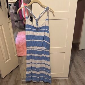 Blue and White Striped Dress